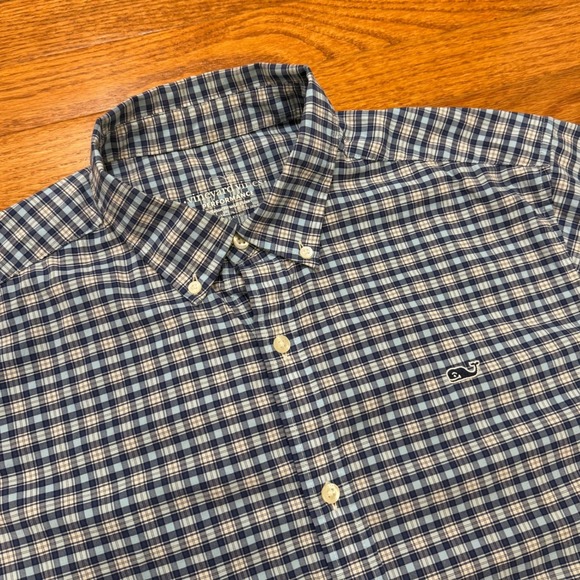 Vineyard Vines Other - Vineyard Vines Performance Button Down Shirt Mens Large Stretch Blue Check Whale